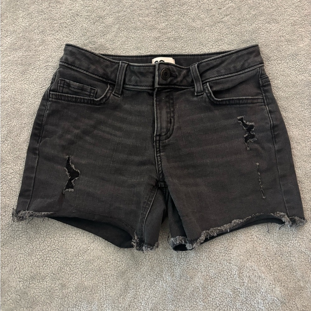 Girls Black Denim Shorts